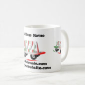 ピザサービス、赤い緑の名刺 コーヒーマグカップ (正面右)