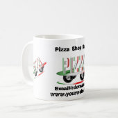 ピザサービス、赤い緑の名刺 コーヒーマグカップ (正面左)