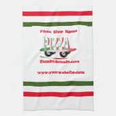 ピザサービス,赤い緑パーソナライズされた, キッチンタオル (縦)