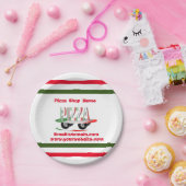 ピザサービス,赤い緑パーソナライズされた, ペーパープレート (パーティー)