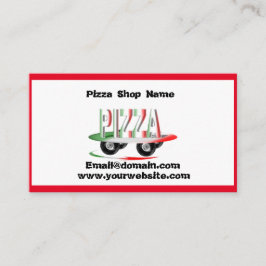 ピザサービス，赤い緑 名刺