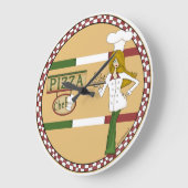 ピザシェフラウンドウォールクロック ラージ壁時計 (傾斜)