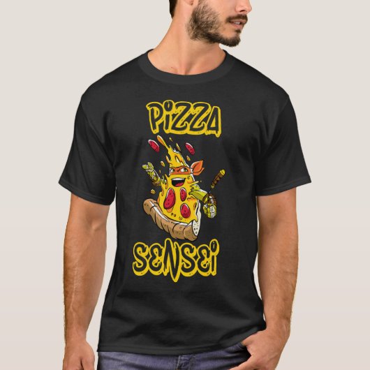 ピザシャツ ピザ先生 楽しい空手 ピザ好き Tシャツ (正面)