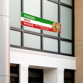 ピザショップのイタリア国旗ピザ画像ラージカスタム 横断幕 (ビルの外側)