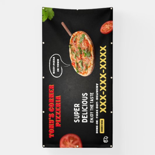 ピザショップのビジネスをパーソナライズ 横断幕 (縦)