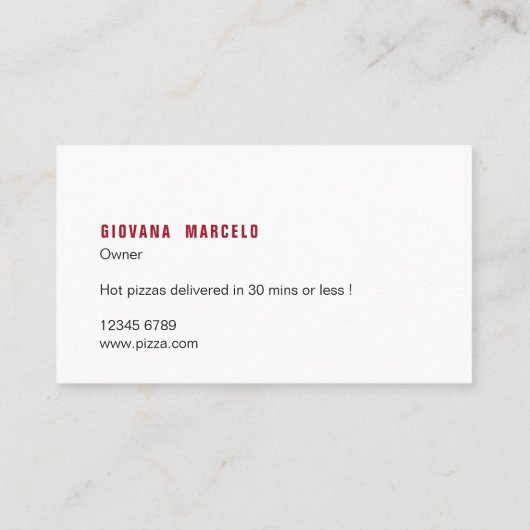 ピザショップ 名刺 (裏面)