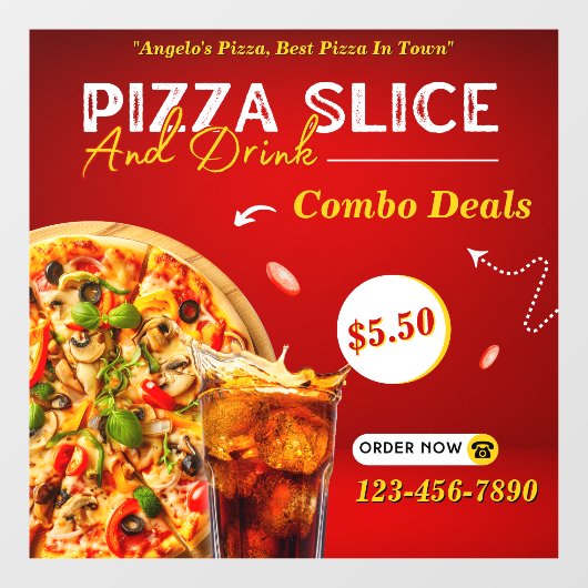 ピザスカスタマイズスライスとドリンクのプロモーション ウィンドウサイン (シート)