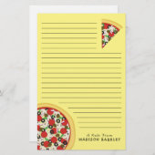 ピザスプリームコンボかわいい子ども用食べ物 便箋 (正面/裏面)