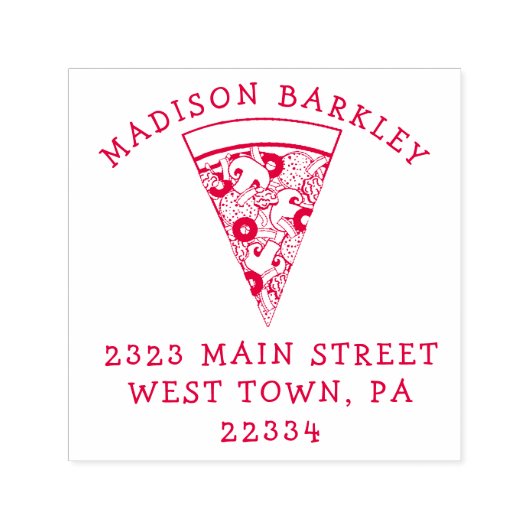 ピザスプリームコンボかわいい子供たち差出人住所スタンプ セルフインキングスタンプ (デザイン)