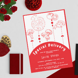 ピザスペシャルデリバリーベビーシャワー 招待状