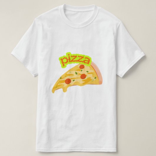 ピザスライスアート - チーズたっぷりおいしい食べ物  Tシャツ (デザイン正面)