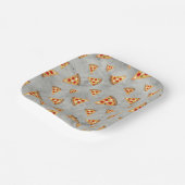 ピザスライスカッコいいヴィンテージグレーパターン ペーパープレート (傾斜あり)