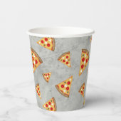 ピザスライスカッコいいヴィンテージグレーパターン 紙コップ (裏面)