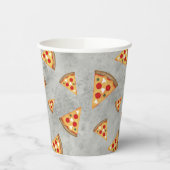 ピザスライスカッコいいヴィンテージグレーパターン 紙コップ (左)