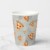 ピザスライスカッコいいヴィンテージグレーパターン 紙コップ (右)