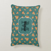 ピザスライスカッコいいヴィンテージティール(緑がかった色)パターンモノグラム アクセントクッション (裏面(縦))