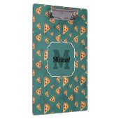 ピザスライスカッコいいヴィンテージティール（緑がかった色）パターンモノグラム クリップボード (右)