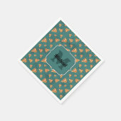 ピザスライスカッコいいヴィンテージティール（緑がかった色）パターンモノグラム スタンダードカクテルナプキン (角)