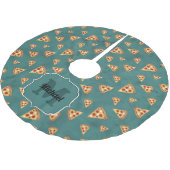 ピザスライスカッコいいヴィンテージティール（緑がかった色）パターンモノグラム ブラッシュドポリエステルツリースカート (アングル)