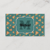 ピザスライスカッコいいヴィンテージティール(緑がかった色)パターンモノグラム 名刺 (正面)