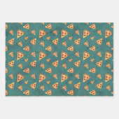 ピザスライスカッコいいヴィンテージティール（緑がかった色）パターン ラッピングペーパーシート (正面2)