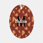 ピザスライスカッコいいヴィンテージレッドパターンモノグラム メタルオーナメント (正面左)