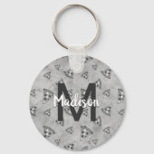 ピザスライスカッコいいヴィンテージ白黒グレーモノグラム キーホルダー (正面)