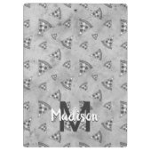 ピザスライスカッコいいヴィンテージ白黒グレーモノグラム クリップボード (裏面)