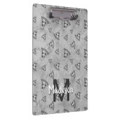 ピザスライスカッコいいヴィンテージ白黒グレーモノグラム クリップボード (右)