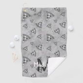 ピザスライスカッコいいヴィンテージ白黒グレーモノグラム ゴルフタオル (インサイチュ)