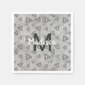 ピザスライスカッコいいヴィンテージ白黒グレーモノグラム スタンダードカクテルナプキン (正面)