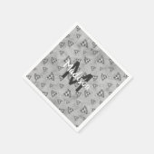 ピザスライスカッコいいヴィンテージ白黒グレーモノグラム スタンダードカクテルナプキン (角)