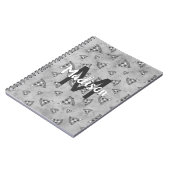 ピザスライスカッコいいヴィンテージ白黒グレーモノグラム ノートブック (左側)