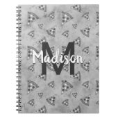 ピザスライスカッコいいヴィンテージ白黒グレーモノグラム ノートブック (正面)