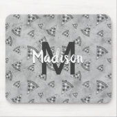 ピザスライスカッコいいヴィンテージ白黒グレーモノグラム マウスパッド (正面)