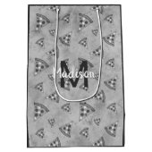 ピザスライスカッコいいヴィンテージ白黒グレーモノグラム ミディアムペーパーバッグ (裏面)