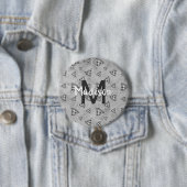 ピザスライスカッコいいヴィンテージ白黒グレーモノグラム 缶バッジ (インサイチュ)