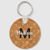 ピザスライスクールヴィンテージブラウン模様モノグラム キーホルダー (裏面)