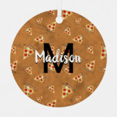 ピザスライスクールヴィンテージブラウン模様モノグラム メタルオーナメント (正面)