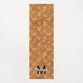 ピザスライスクールヴィンテージブラウン模様モノグラム ヨガマット (正面)