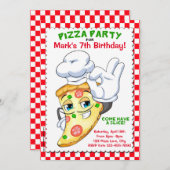 ピザスライスピザバースデーパーティ招待状 招待状 (正面/裏面)