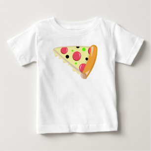 ピザスライス父の日ベビー白Tシャツ ベビーTシャツ