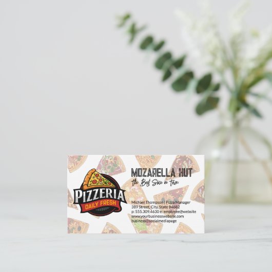 ピザスライス | ショップオーナーピッツェリア 名刺 (スタンド正面)