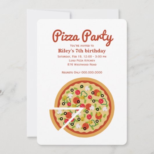 ピザスライス 招待状 (正面)