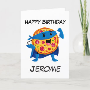 ピザスーパーヒーローキッズスーパーヒーロー誕生日カード シーズンカード