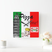 ピザタイムイタリア語 スクエア壁時計 (ホーム)