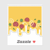 ピザチーズとペペロニスオリーブレトロパターン シール (シート)