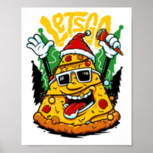 ピザツリー クリスマス ライト 楽しい クリスマス Xmas ポスター