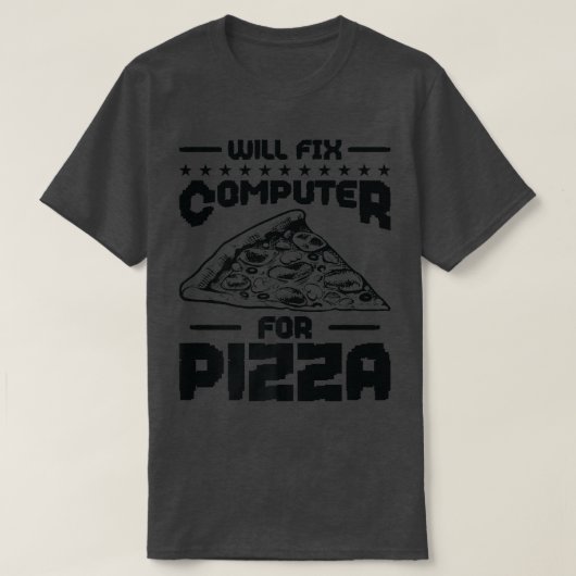 ピザテクニカルサポートプログラムのコンピュータを修正 Tシャツ (デザイン正面)