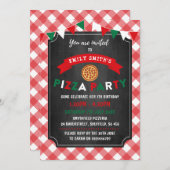 ピザテーマの誕生日のパーティの招待状 招待状 (正面/裏面)